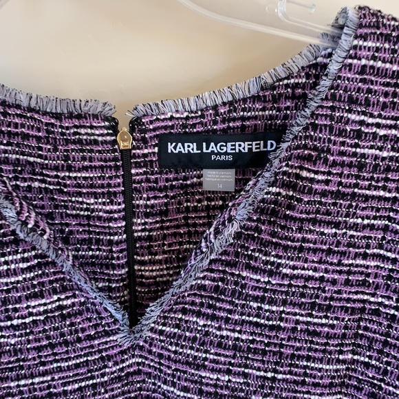 Karl Lagerfeld Vintage Size 14  purple tweed sleeveless Dress - Picture 4 of 6
